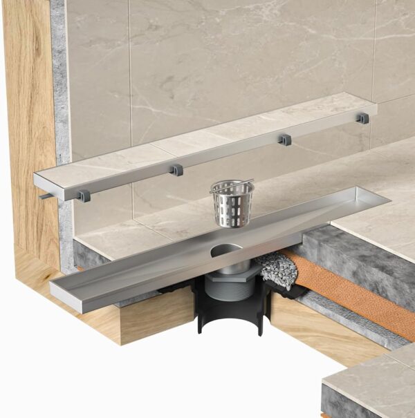 50cm Linear Shower Drain | Polished Mirror Finish Tile-Insert Drainage System