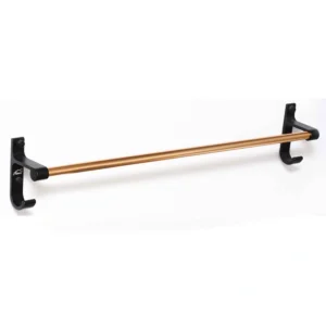 Black & Champagne Single Towel Bar | High-Density Aluminum Wall-Mounted Rail with Integrated Hooks