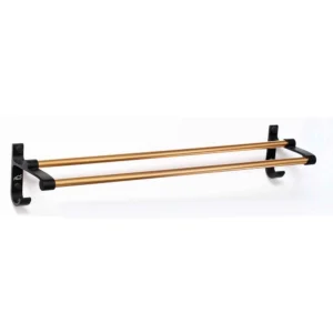 Black & Champagne Double Towel Bar | High-Density Aluminum Dual Wall-Mounted Rail