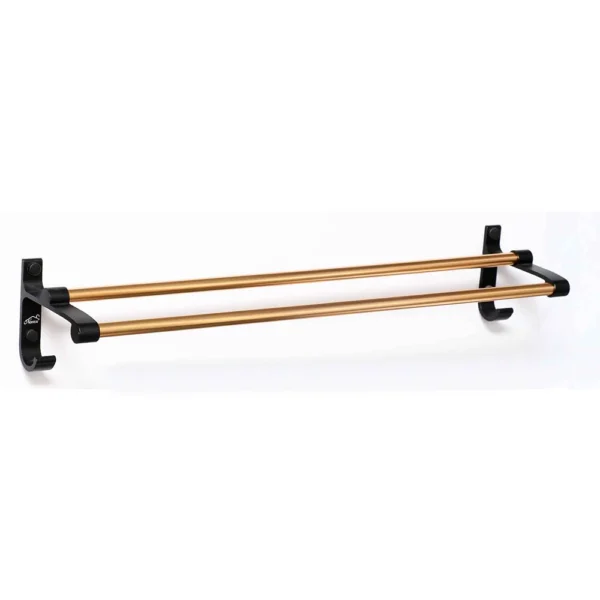 Black & Champagne Double Towel Bar | High-Density Aluminum Dual Wall-Mounted Rail