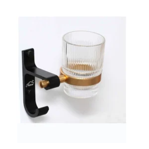N348BCG – Single Tumbler Holder – High Density Champagne Aluminum Black & Champagne Single Tumbler Holder | High-Density Aluminum Toothbrush & Cup Station