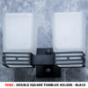 Matte Black Double Square Tumbler Holder | Dual Frosted Glass Modern Vanity Caddy