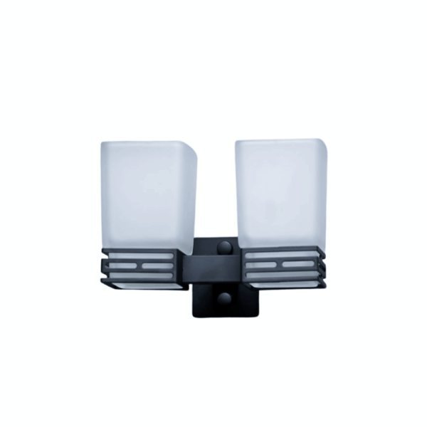 Matte Black Double Square Tumbler Holder | Dual Frosted Glass Modern Vanity Caddy