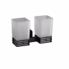 Matte Black Double Square Tumbler Holder | Dual Frosted Glass Modern Vanity Caddy