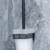 Matte Black Square Toilet Brush Holder | Modern Frosted Glass Wall-Mounted Set