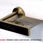Premium Square Soap Holder | Antique Brass SS304 Wall-Mounted Dish