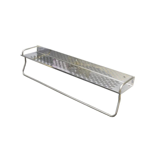 BY 150 Single Rectangle Shelf | 40 cm Stainless Steel Organizer with Towel Bar