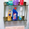 N005 ( BY 150 Double Rectangle Shelf 40 cm with Towel Bar ) 2 BY 150 Double Rectangle Shelf | 40 cm Stainless Steel Two-Tier Organizer with Towel Bar