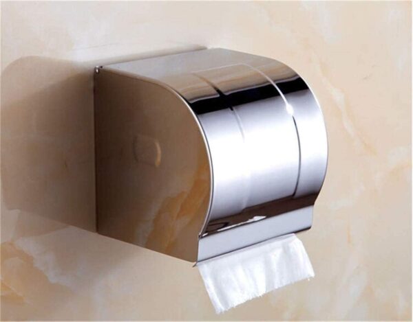 N015 ( Box Tissue Holder – Mirror ) 3 Box Tissue Holder | Mirror Finish Stainless Steel Enclosed Toilet Paper Dispenser