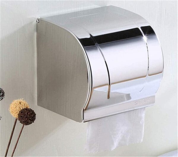 N015 ( Box Tissue Holder – Mirror ) 4 Box Tissue Holder | Mirror Finish Stainless Steel Enclosed Toilet Paper Dispenser