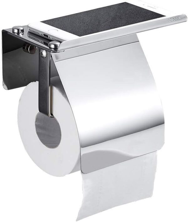 Tissue Holder | K23A Mirror Finish Wall-Mounted Paper Dispenser with Integrated Utility Shelf