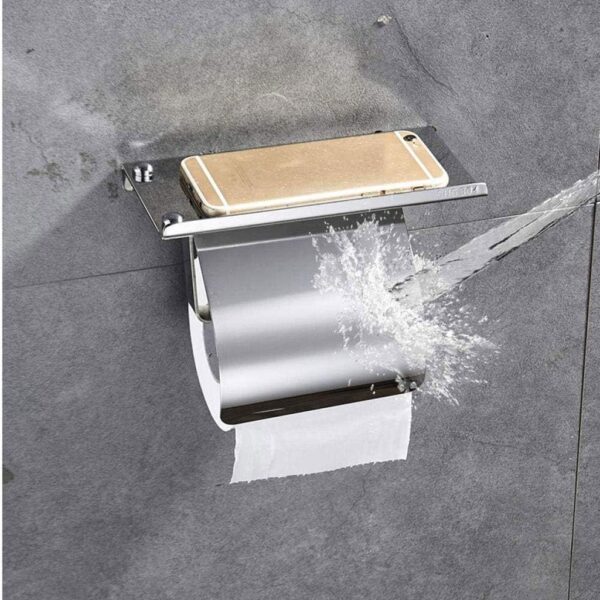 Tissue Holder | K23A Mirror Finish Wall-Mounted Paper Dispenser with Integrated Utility Shelf