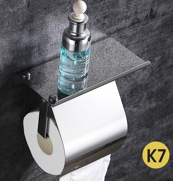 Tissue Holder | K23A Mirror Finish Wall-Mounted Paper Dispenser with Integrated Utility Shelf