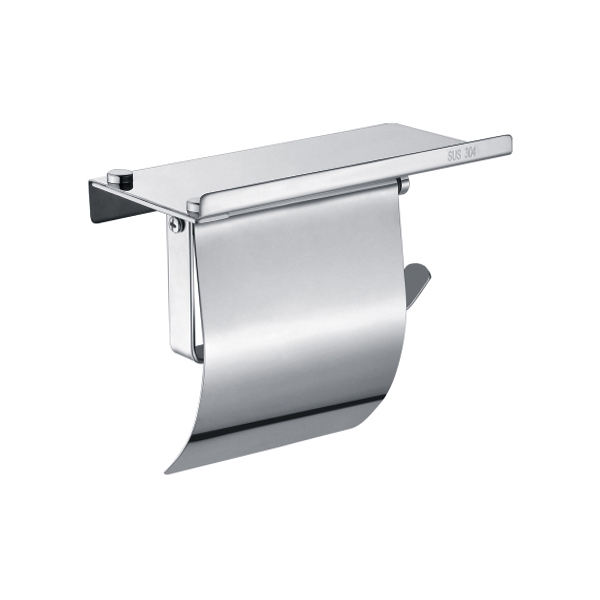 Tissue Holder | K23A Mirror Finish Wall-Mounted Paper Dispenser with Integrated Utility Shelf