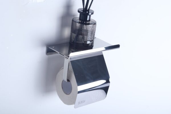 Tissue Holder | K23A Mirror Finish Wall-Mounted Paper Dispenser with Integrated Utility Shelf