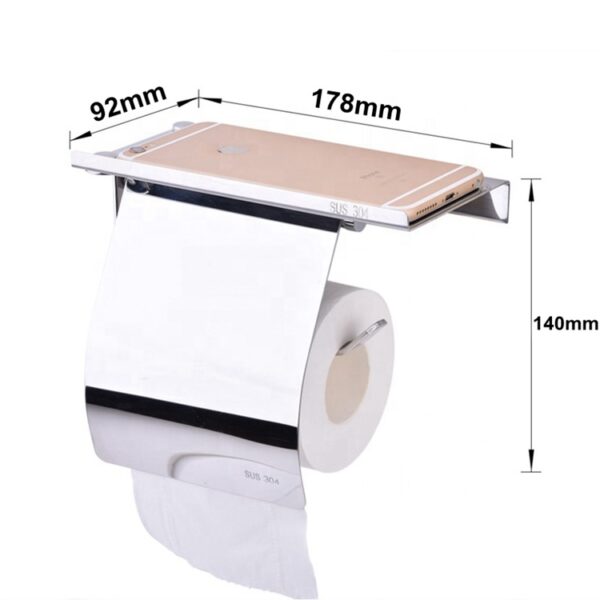 Tissue Holder | K23A Mirror Finish Wall-Mounted Paper Dispenser with Integrated Utility Shelf