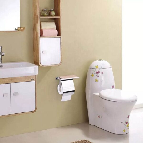 Tissue Holder | K23A Mirror Finish Wall-Mounted Paper Dispenser with Integrated Utility Shelf