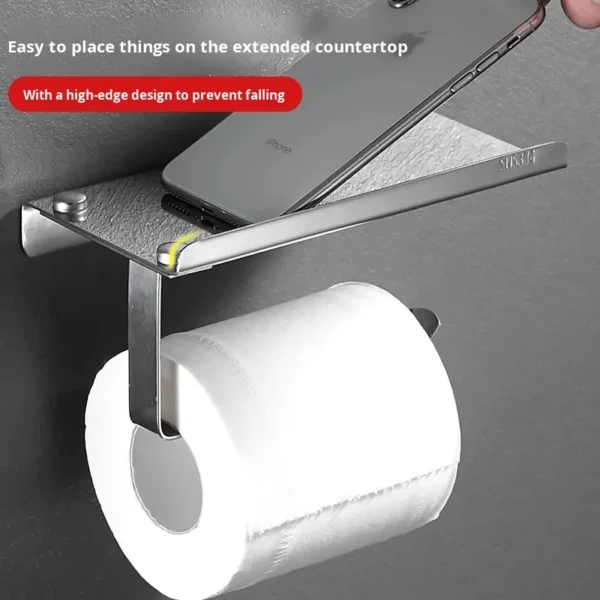 Tissue Holder | K23A Mirror Finish Paper Holder with Integrated Phone & Soap Stand