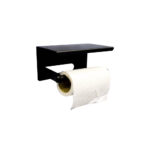 N018 B ( K15 Tissue Holder – Black ) Tissue Holder | Matte Black SS304 Stainless Steel Paper Holder with Integrated Utility Shelf