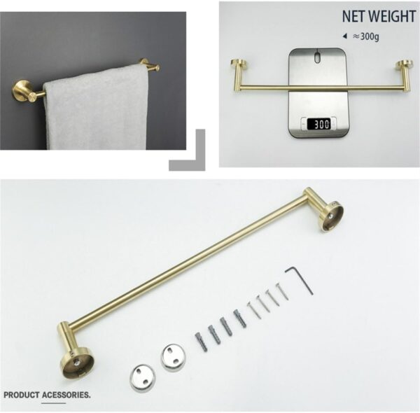 AB Single Towel Bar | 60cm Antique Brass Stainless Steel Wall-Mounted Bathroom Rack