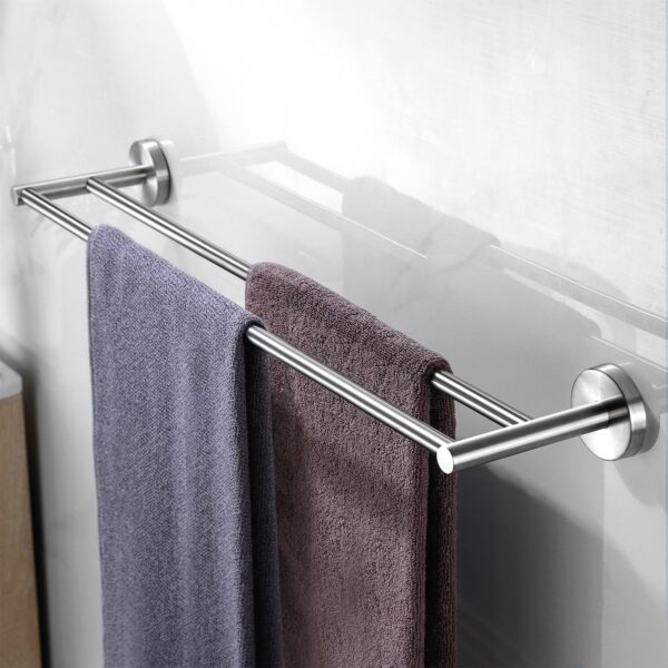 Double Towel Bar | 60cm Stainless Steel Dual-Rail Bathroom Organizer
