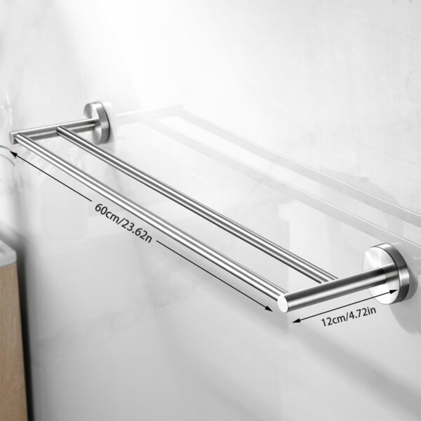 Double Towel Bar | 60cm Stainless Steel Dual-Rail Bathroom Organizer