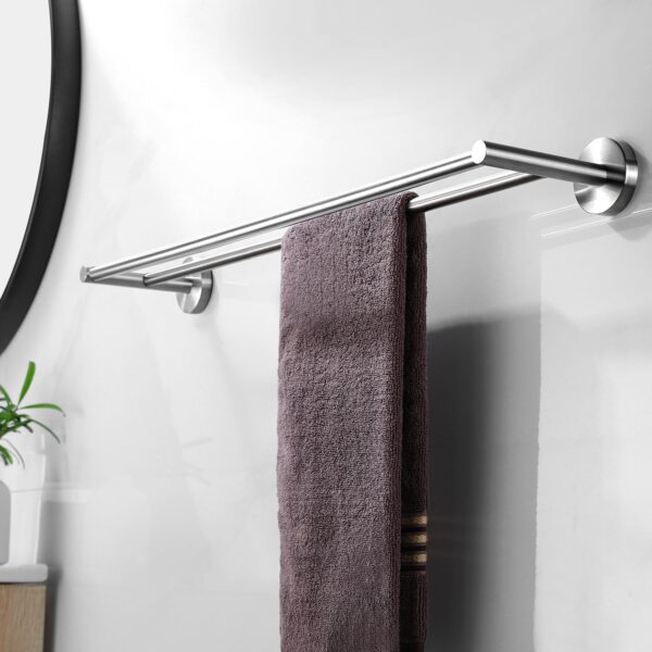 Double Towel Bar | 60cm Stainless Steel Dual-Rail Bathroom Organizer