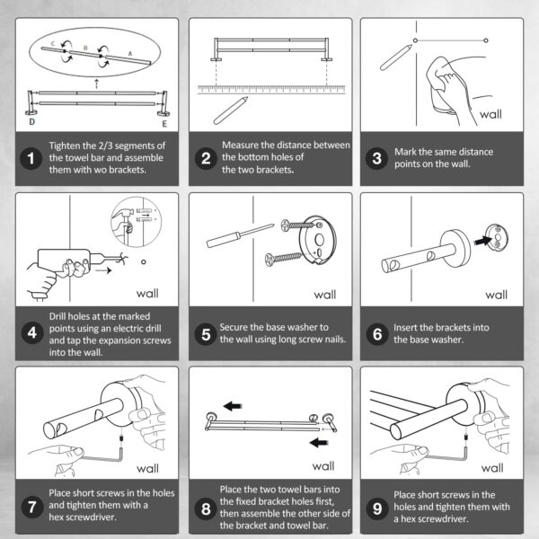 Double Towel Bar | 60cm Stainless Steel Dual-Rail Bathroom Organizer