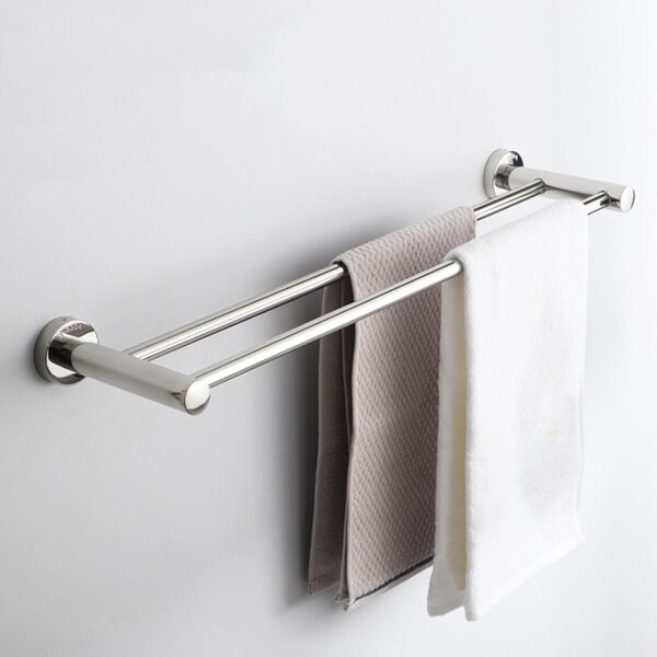 Double Towel Bar | 60cm Stainless Steel Dual-Rail Bathroom Organizer