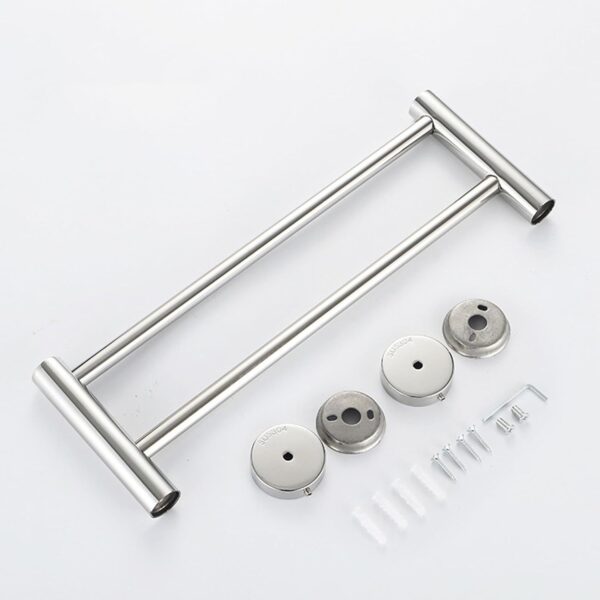 Double Towel Bar | 60cm Stainless Steel Dual-Rail Bathroom Organizer
