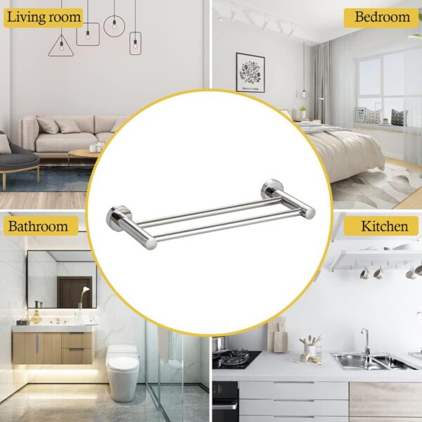 Double Towel Bar | 60cm Stainless Steel Dual-Rail Bathroom Organizer