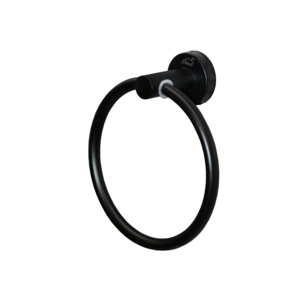 Black Round Towel Ring | Matte Black Stainless Steel Wall-Mounted Hand Towel Holder