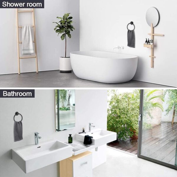 Black Round Towel Ring | Matte Black Stainless Steel Wall-Mounted Hand Towel Holder