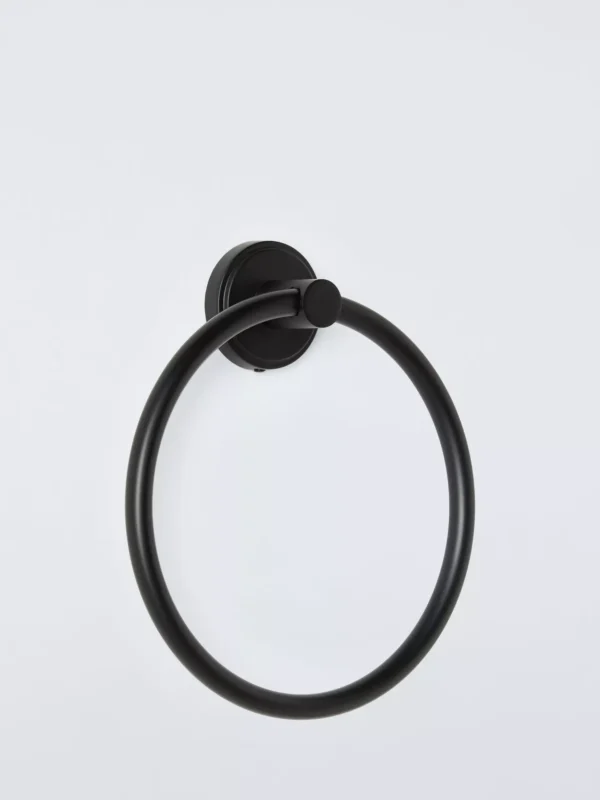Black Round Towel Ring | Matte Black Stainless Steel Wall-Mounted Hand Towel Holder