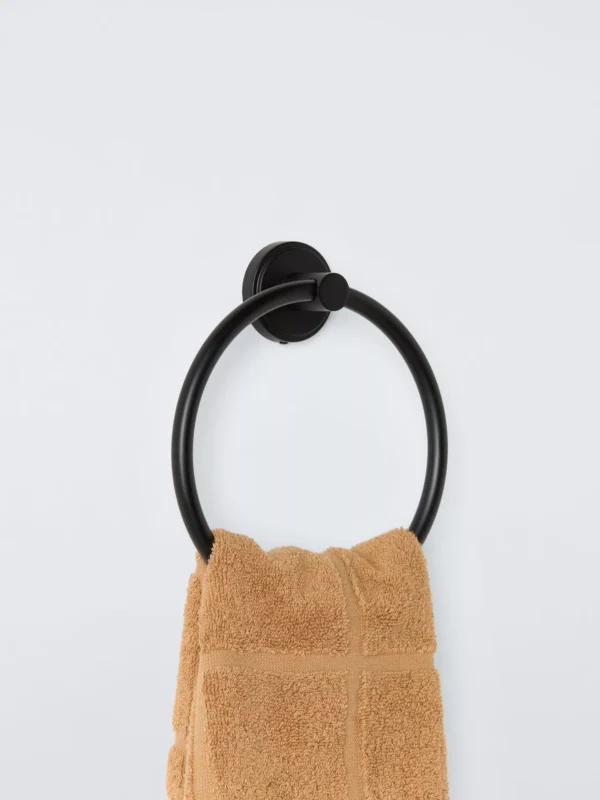 Black Round Towel Ring | Matte Black Stainless Steel Wall-Mounted Hand Towel Holder