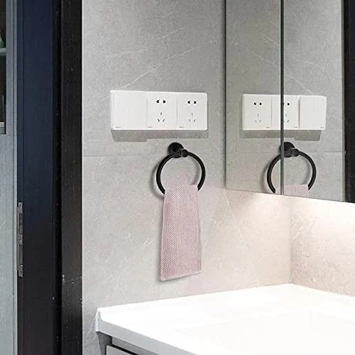 Black Round Towel Ring | Matte Black Stainless Steel Wall-Mounted Hand Towel Holder