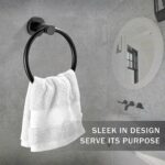 Black Round Towel Ring | Matte Black Stainless Steel Wall-Mounted Hand Towel Holder