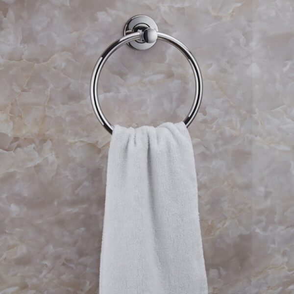 N025 ( Round Towel Ring ) 12 Round Towel Ring | Polished Stainless Steel Wall-Mounted Hand Towel Holder