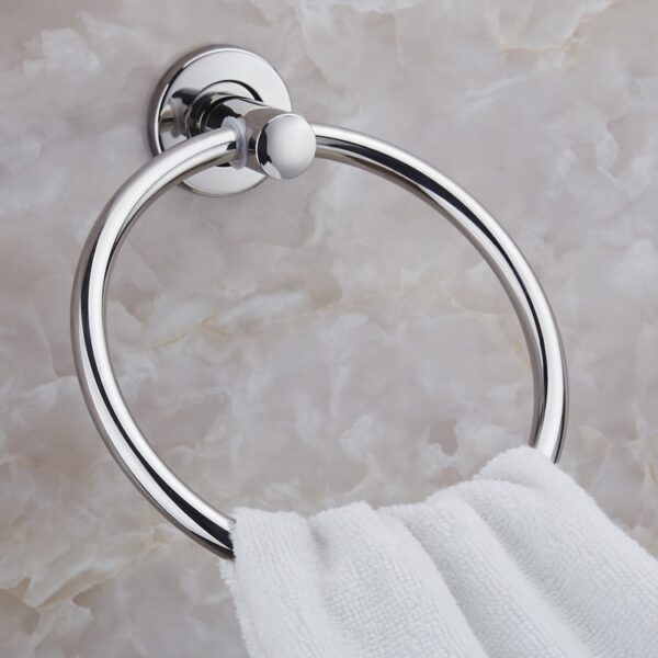 N025 ( Round Towel Ring ) 13 Round Towel Ring | Polished Stainless Steel Wall-Mounted Hand Towel Holder