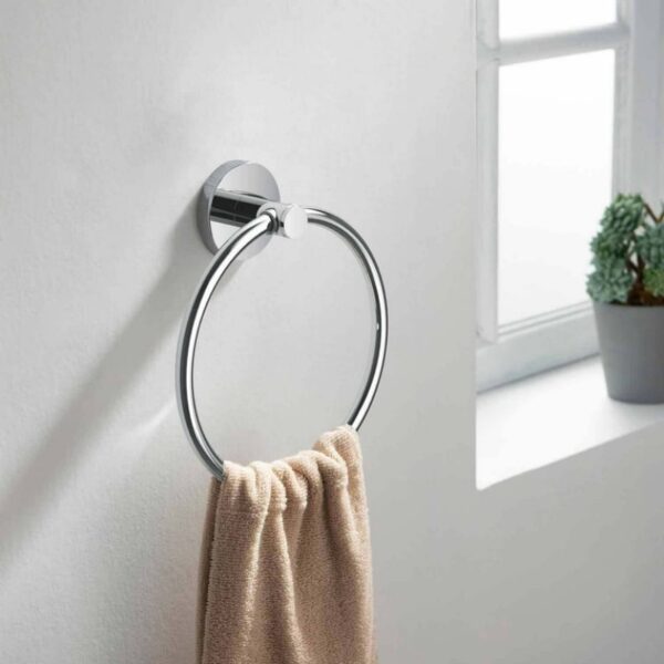 N025 ( Round Towel Ring ) 5 Round Towel Ring | Polished Stainless Steel Wall-Mounted Hand Towel Holder