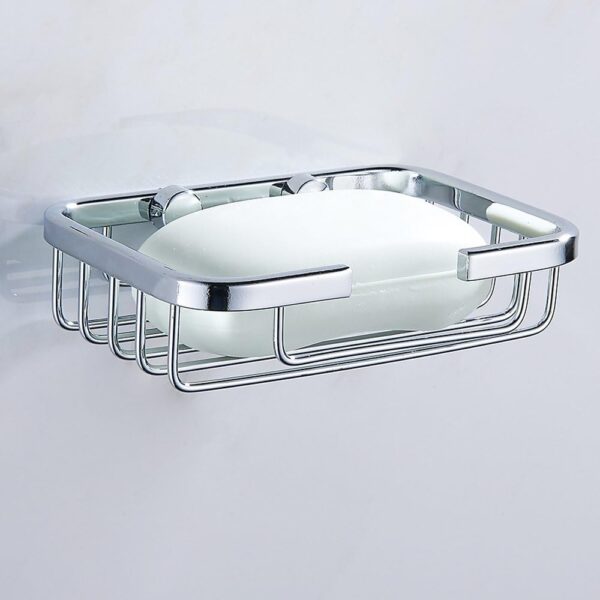N036 – Wire Soap Dish – Square 4 Wire Soap Dish | Square Stainless Steel Wall-Mounted Soap Basket
