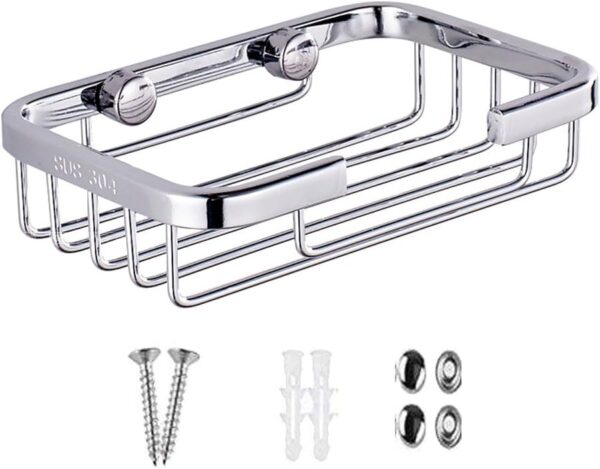 N036 – Wire Soap Dish – Square 8 Wire Soap Dish | Square Stainless Steel Wall-Mounted Soap Basket