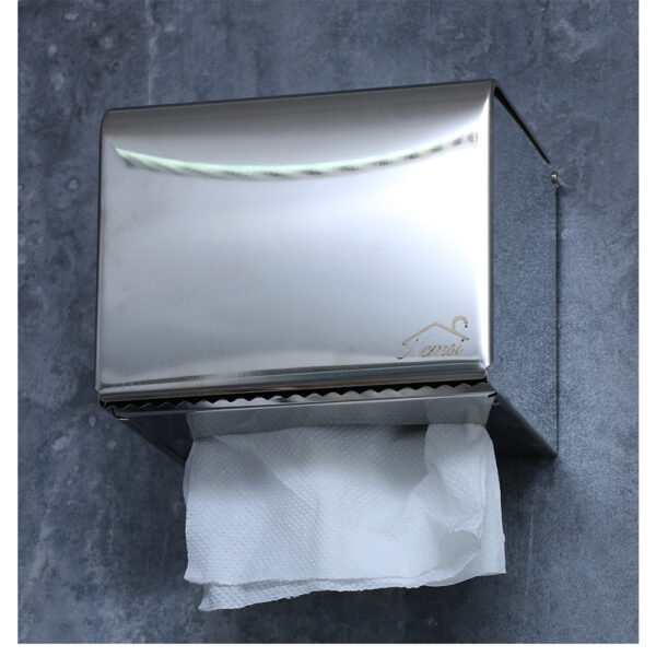 Dual Use Tissue Or Serviette Holder | Mirror Finish Stainless Steel Square Enclosed Dispenser