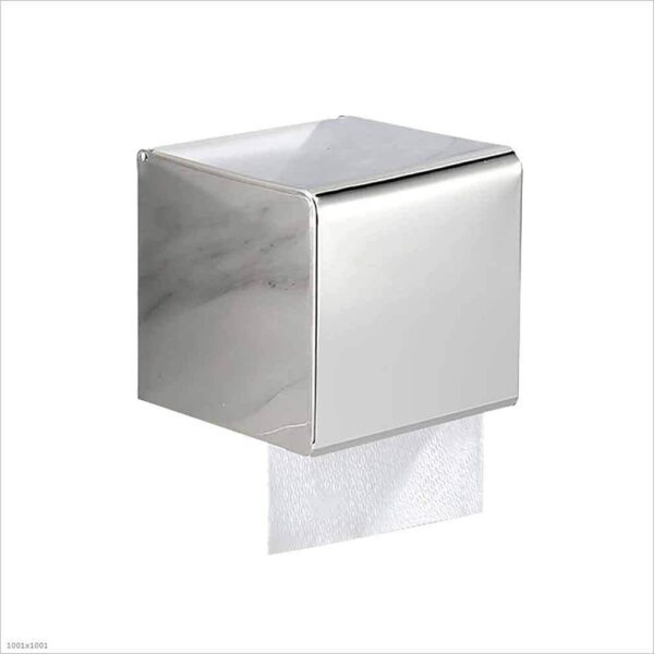 Dual Use Tissue Or Serviette Holder | Mirror Finish Stainless Steel Square Enclosed Dispenser