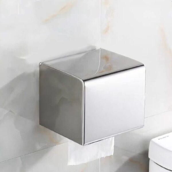 Dual Use Tissue Or Serviette Holder | Mirror Finish Stainless Steel Square Enclosed Dispenser