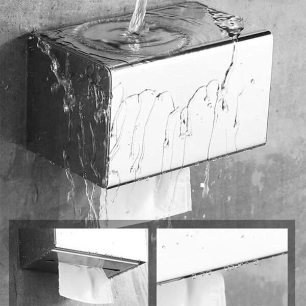 Dual Use Tissue & Serviette Holder | Mirror Finish Stainless Steel Rectangular Enclosed Dispenser