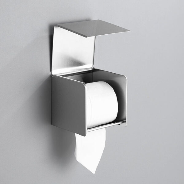 Dual Use Tissue Or Serviette Holder | Mirror Finish Stainless Steel Square Enclosed Dispenser