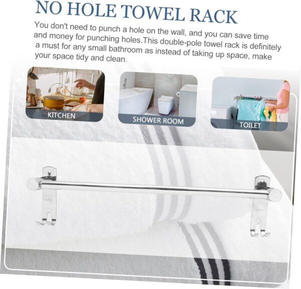 Single Towel Bar with Double Hook Plates | 60cm Stainless Steel Multi-Function Rail
