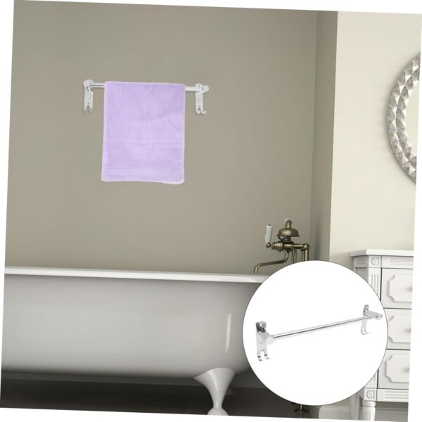 Single Towel Bar with Double Hook Plates | 60cm Stainless Steel Multi-Function Rail