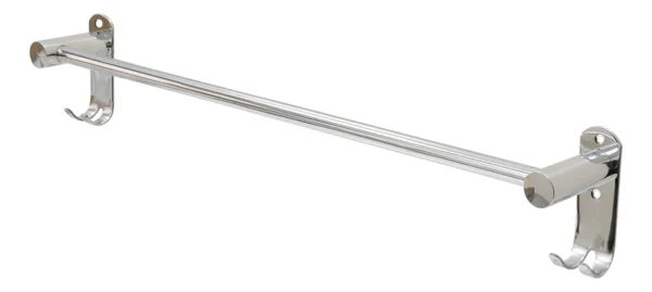 Single Towel Bar with Double Hook Plates | 60cm Stainless Steel Multi-Function Rail